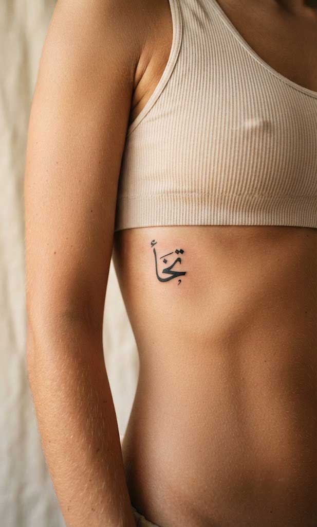 Akh (brother) Arabic tattoo in Naskh calligraphy on forearm