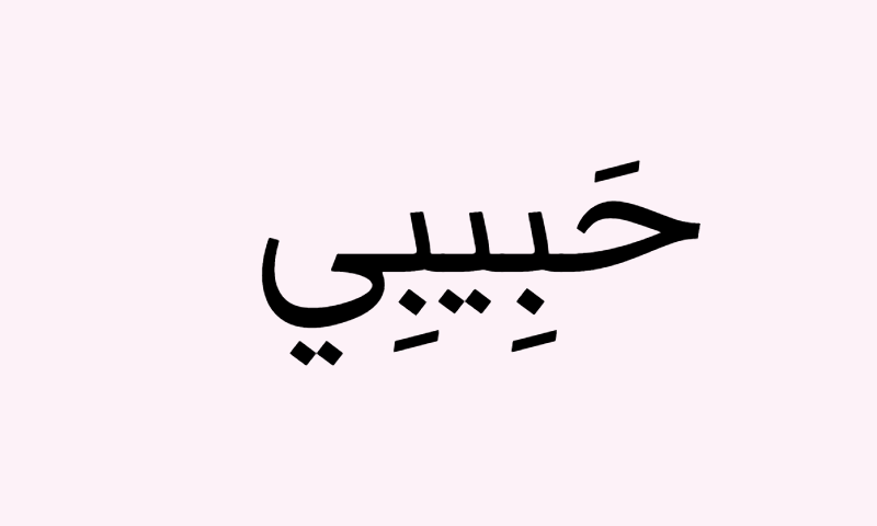 Habibi in Markazi Text calligraphy in black on rose background poster